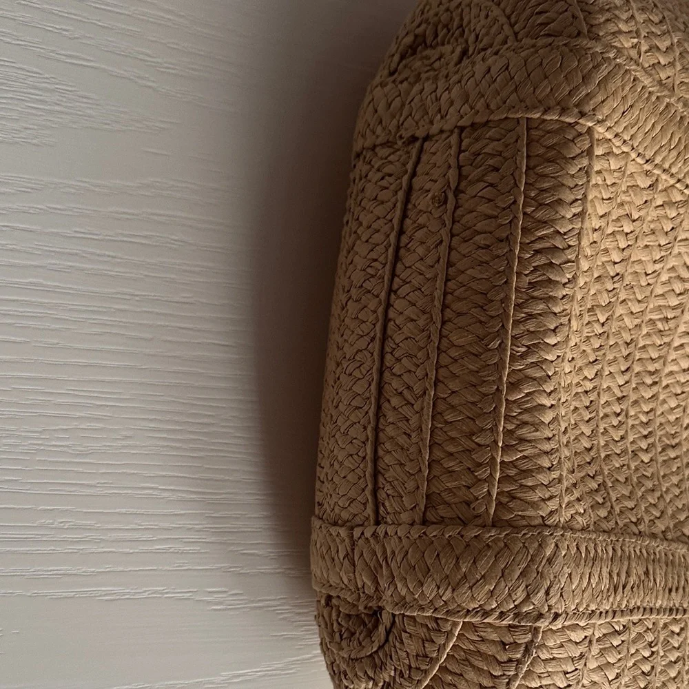 Woven Straw Tote Bag in Tan